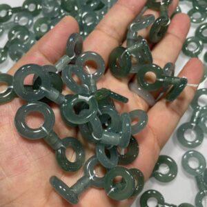 small ring shape natural icy blue green jadeite bead