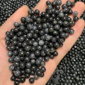 round shape natural motley black jadeite bead