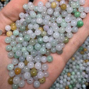 round shape natural icy colorful jadeite bead