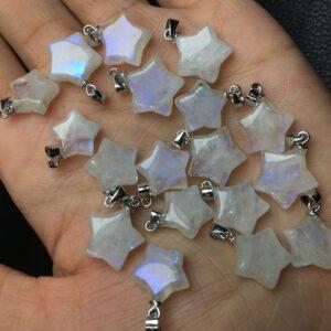 nice star shape natural blue light moonstone charm