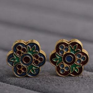 plum flower shape gild sterling silver bead, enamel flower bead