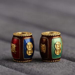 ox pattern barrel shape gild sterling silver bead, enamel barrel bead
