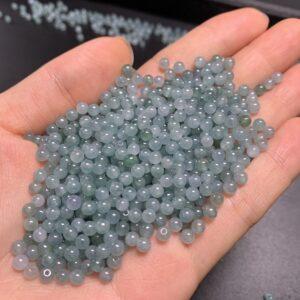 small round shape natural icy blue jadeite bead