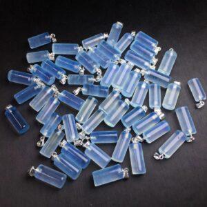 pillar shape natural Aquamarine bead sterling silver charm