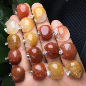 cute cat head shape natural Hematoid Quartz bead sterling silver charm