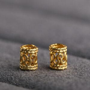 hollow tube shape gild s925 sterling silver bead, golden tube bead