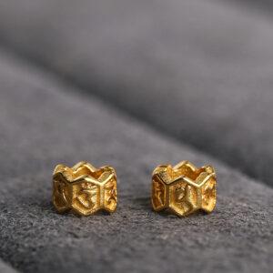 Buddhist six-syllable mantra pattern ring shape gild s925 sterling silver bead, golden ring bead