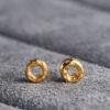 small pits pattern ring shape gild s925 sterling silver bead, golden ring bead