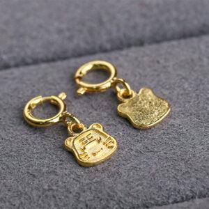 cute tiger shape gild s925 sterling silver charm, golden tiger charm