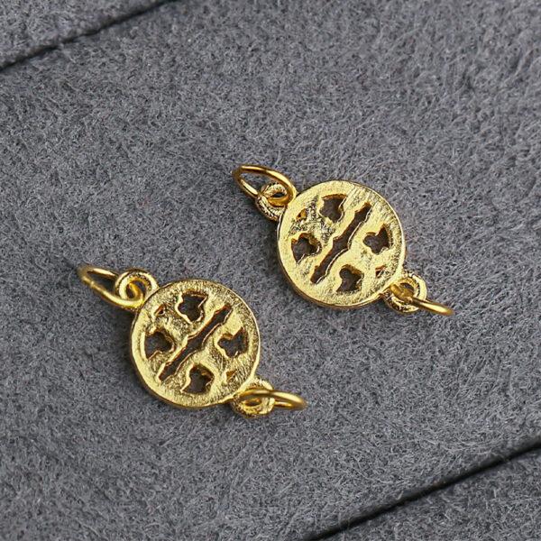 round shape gild s925 sterling silver connector bead, golden connector finding