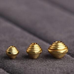 spiral pattern shuttle shape gild s925 sterling silver bead, golden shuttle bead