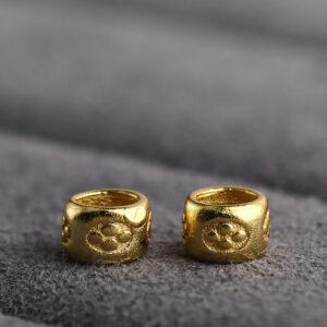 flower pattern ring shape gild s925 sterling silver bead, golden ring bead