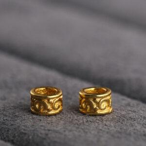 abstract cloud pattern ring shape gild s925 sterling silver bead, golden ring bead