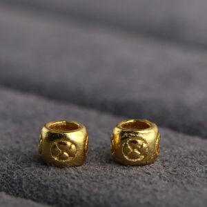 flower pattern ring shape gild s925 sterling silver bead, golden ring bead