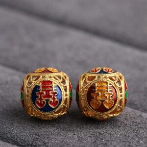 hollow flower pattern round shape gild sterling silver bead, colorful enamel round bead