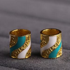 Buddhist scriptures colorful stripes tube shape gild sterling silver bead, colorful enamel tube bead