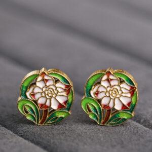 nice flower shape gild sterling silver bead, enamel flower bead