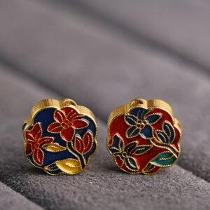 nice plum flower shape gild sterling silver bead, red enamel flower bead