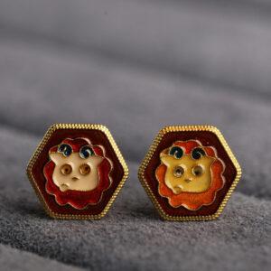 cute sheep pattern hexagon shape gild sterling silver bead, enamel sheep bead