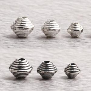 spiral surface disk shape s925 sterling silver bead, oxidized silver bead