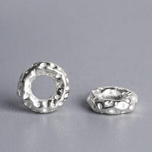 small pits surface donut shape s925 sterling silver bead