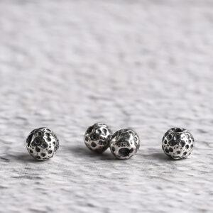 small pits surface round shape s925 sterling silver bead, oxidized silver bead
