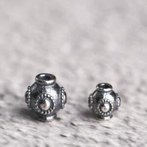 flower pattern oval shape s925 sterling silver bead, oxidized silver bead