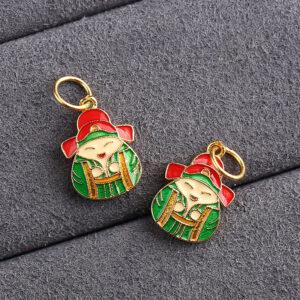 gild sterling silver figure shape charm bead, enamel charm