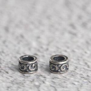 line pattern rondelle shape s925 sterling silver bead, oxidized silver bead