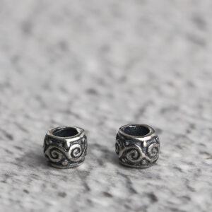 vine pattern rondelle shape s925 sterling silver bead, oxidized silver bead