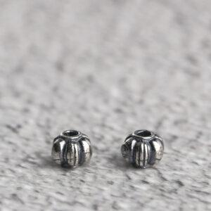 pumpkin shape s925 sterling silver bead, oxidized silver bead