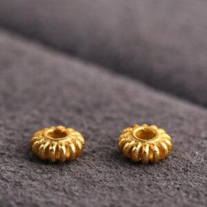 rondelle shape gild s925 sterling silver bead, golden pumpkin bead