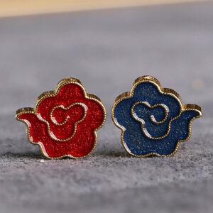 gild sterling silver cloud shape bead, blue and red enamel bead