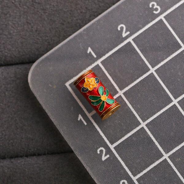 flowers pattern tube shape gild sterling silver bead, colorful enamel bead - Image 2