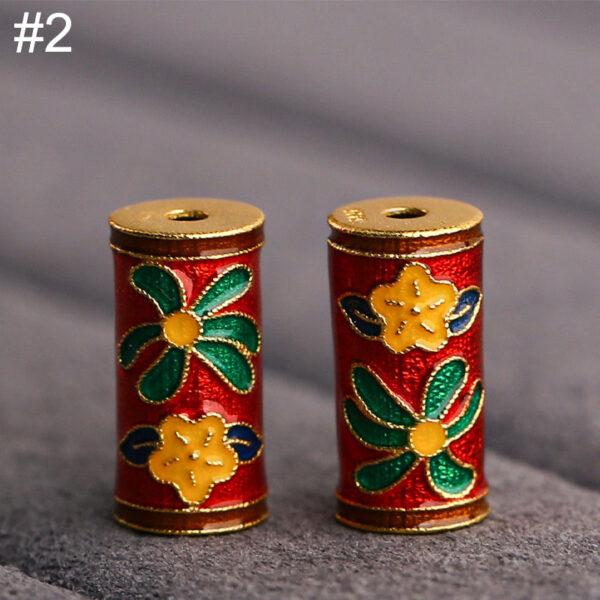 flowers pattern tube shape gild sterling silver bead, colorful enamel bead - Image 6
