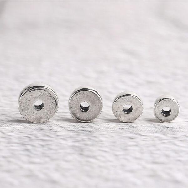 simple gasket shape s925 sterling silver bead,  silver round bead - Image 3