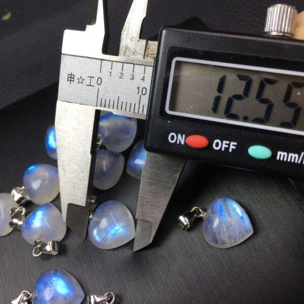 heart shape natural blue light moonstone bead sterling silver charm - Image 3