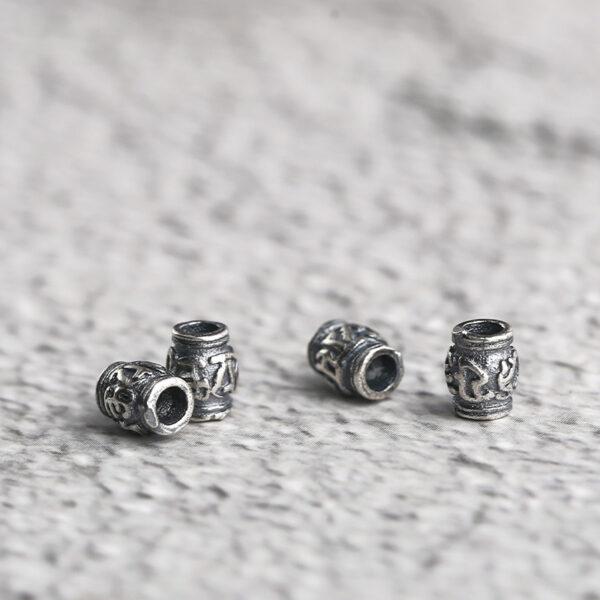 Buddhist six-syllable mantra pattern oval shape s925 sterling silver bead, oxidized silver oval bead - Image 3