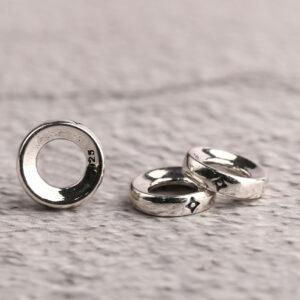 Diamond pattern gasket shape s925 sterling silver bead, oxidized silver gasket bead