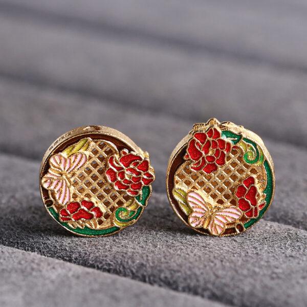 flowers of the twelve months pattern round shape gild sterling silver bead, enamel bead - Image 3