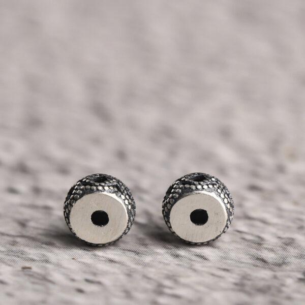hollow flower pattern drum shape s925 sterling silver bead, oxidized silver drum bead - Image 3