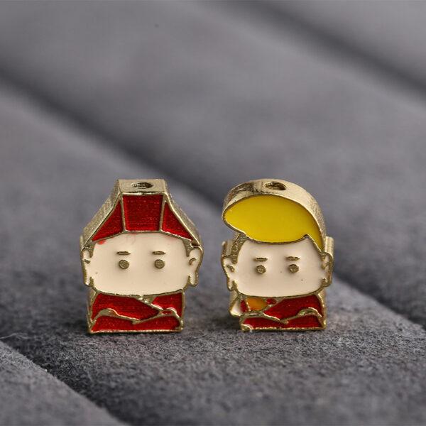 gild sterling silver cute Buddha shape bead, enamel bead - Image 3