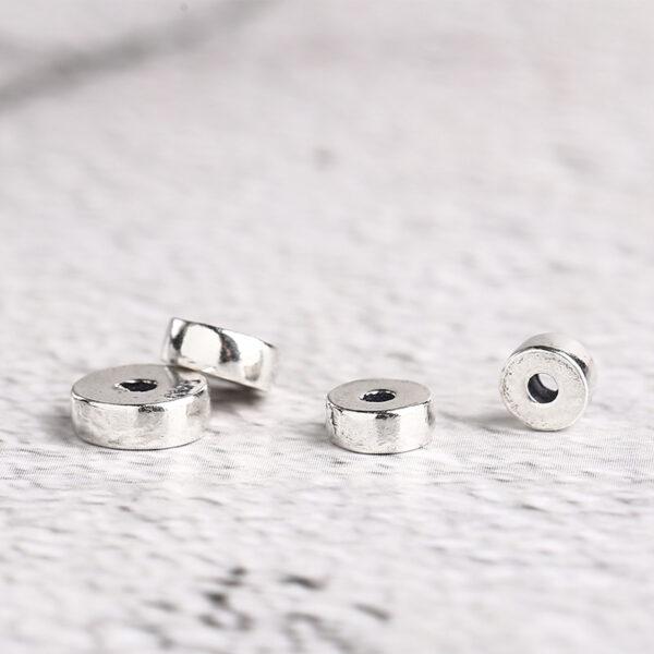 simple gasket shape s925 sterling silver bead,  silver round bead - Image 4