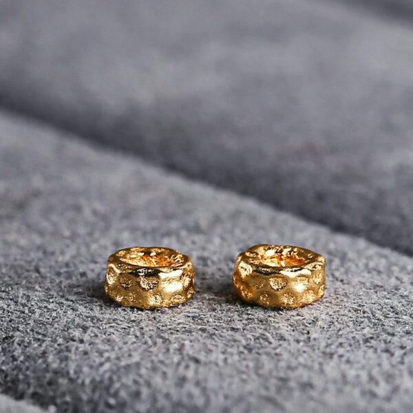 small pits pattern ring shape gild s925 sterling silver bead, golden ring bead - Image 4