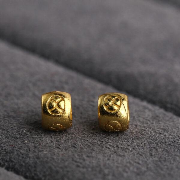 flower pattern ring shape gild s925 sterling silver bead, golden ring bead - Image 4