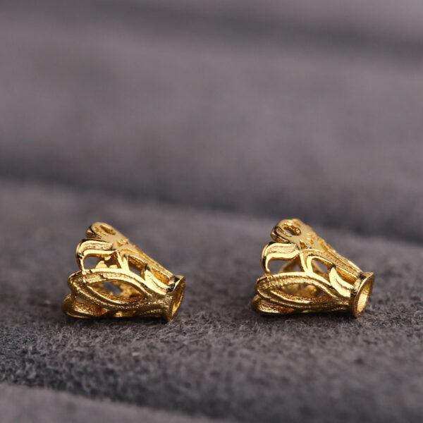 hollow flower pattern tower shape gild s925 sterling silver bead caps, golden filigree bead - Image 4