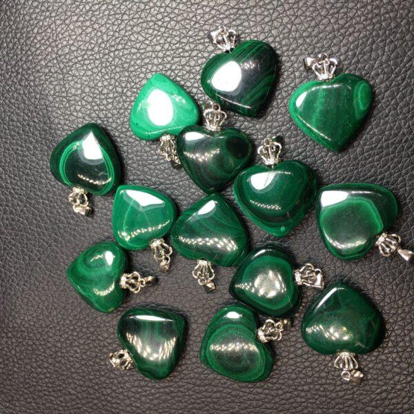 heart shape natural malachite bead charm - Image 5