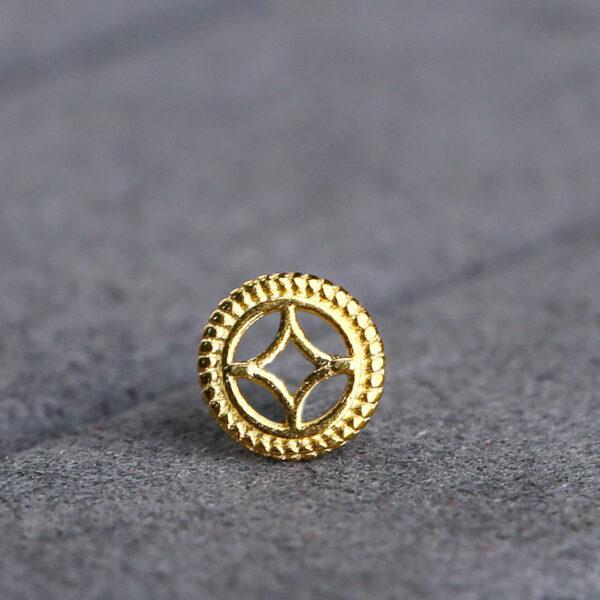hollow coin pattern round shape gild s925 sterling silver bead, golden round bead - Image 5