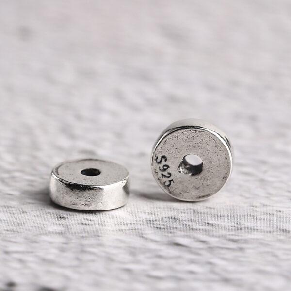 simple gasket shape s925 sterling silver bead,  silver round bead - Image 5