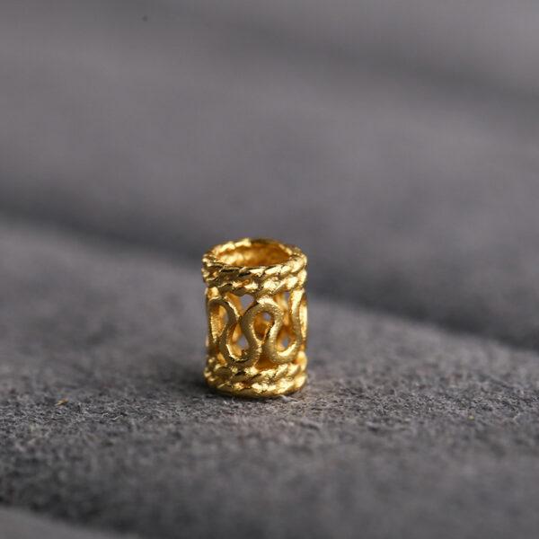 hollow tube shape gild s925 sterling silver bead, golden tube bead - Image 5